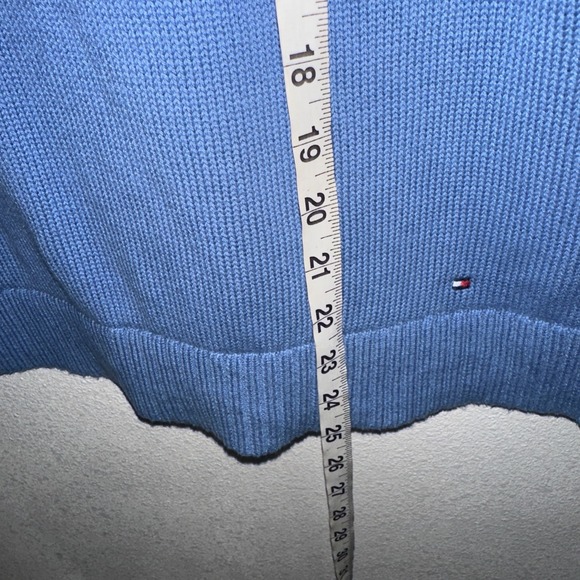 Tommy Hilfiger Womens Crochet Trim Sleeveless‎ Blouse Size L Knit Blue - Picture 12 of 12